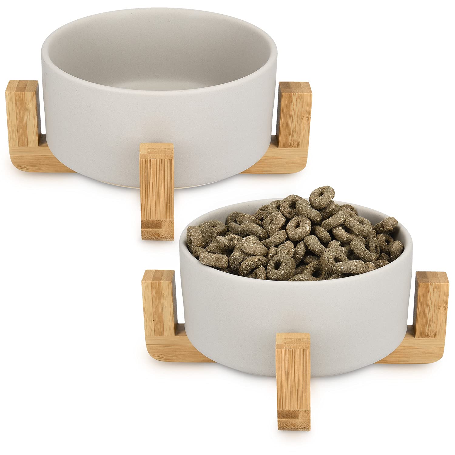 navaris-animals-futternapf-set-keramik-grau-2x-850-ml-bambus image 5