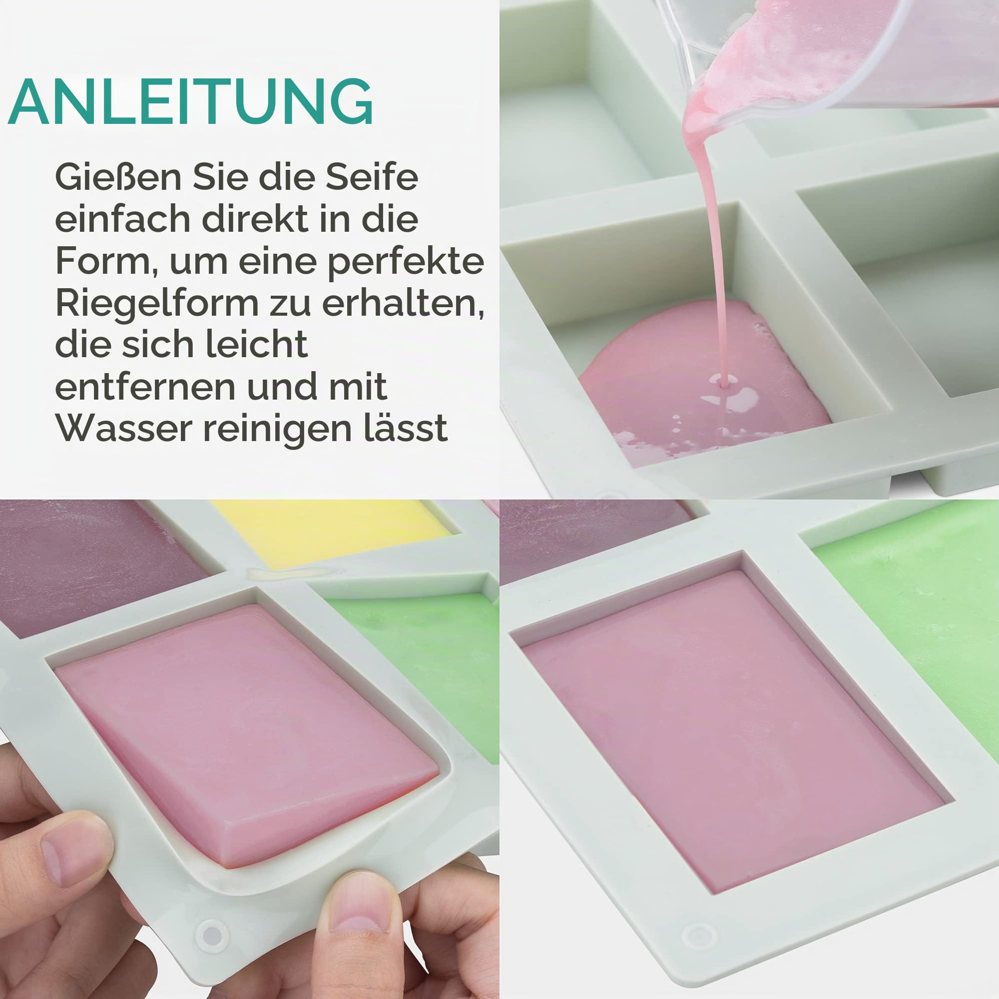 navaris-seifenformen-set-silikon-12-tlg-mintgr-n-eckig-rund image 3