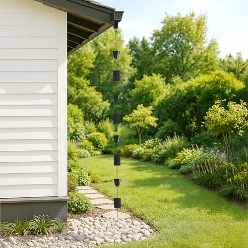 navaris-garden-regenkette-2-6m-regenwasserkette-schwarz-12-tassen image 7