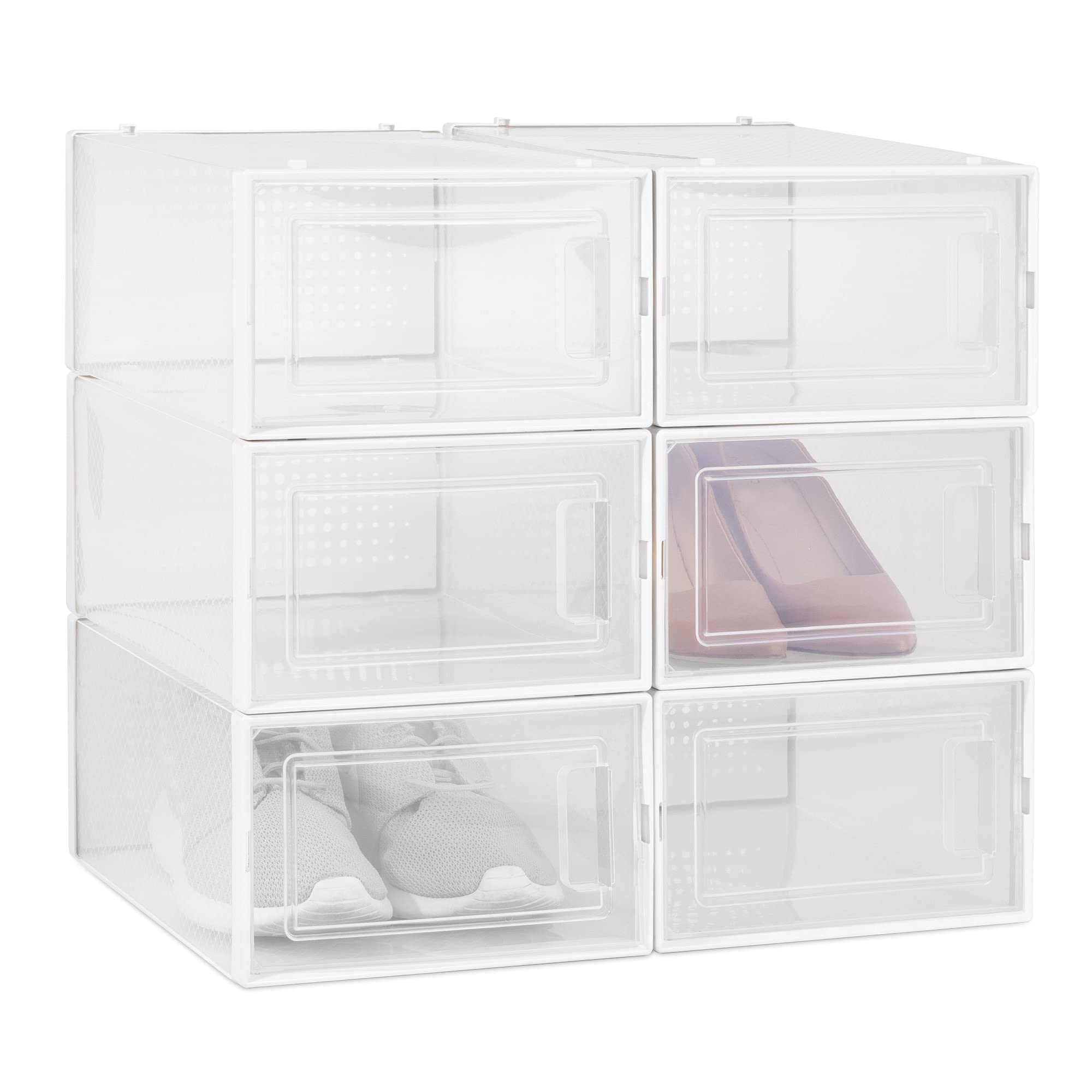 navaris-schuhbox-6er-set-transparent-stapelbar-33-4cm-front-ffnung image 1