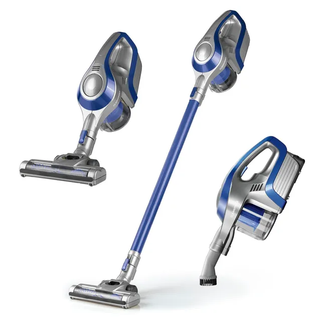 cleanmaxx-akku-zyklon-staubsauger-2in1-beutellos-blau-grau image 1