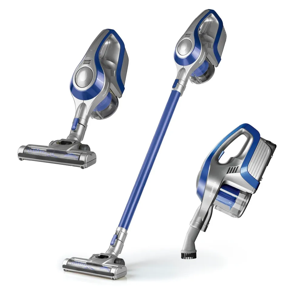 cleanmaxx-akku-zyklon-staubsauger-2in1-beutellos-blau-grau image 1