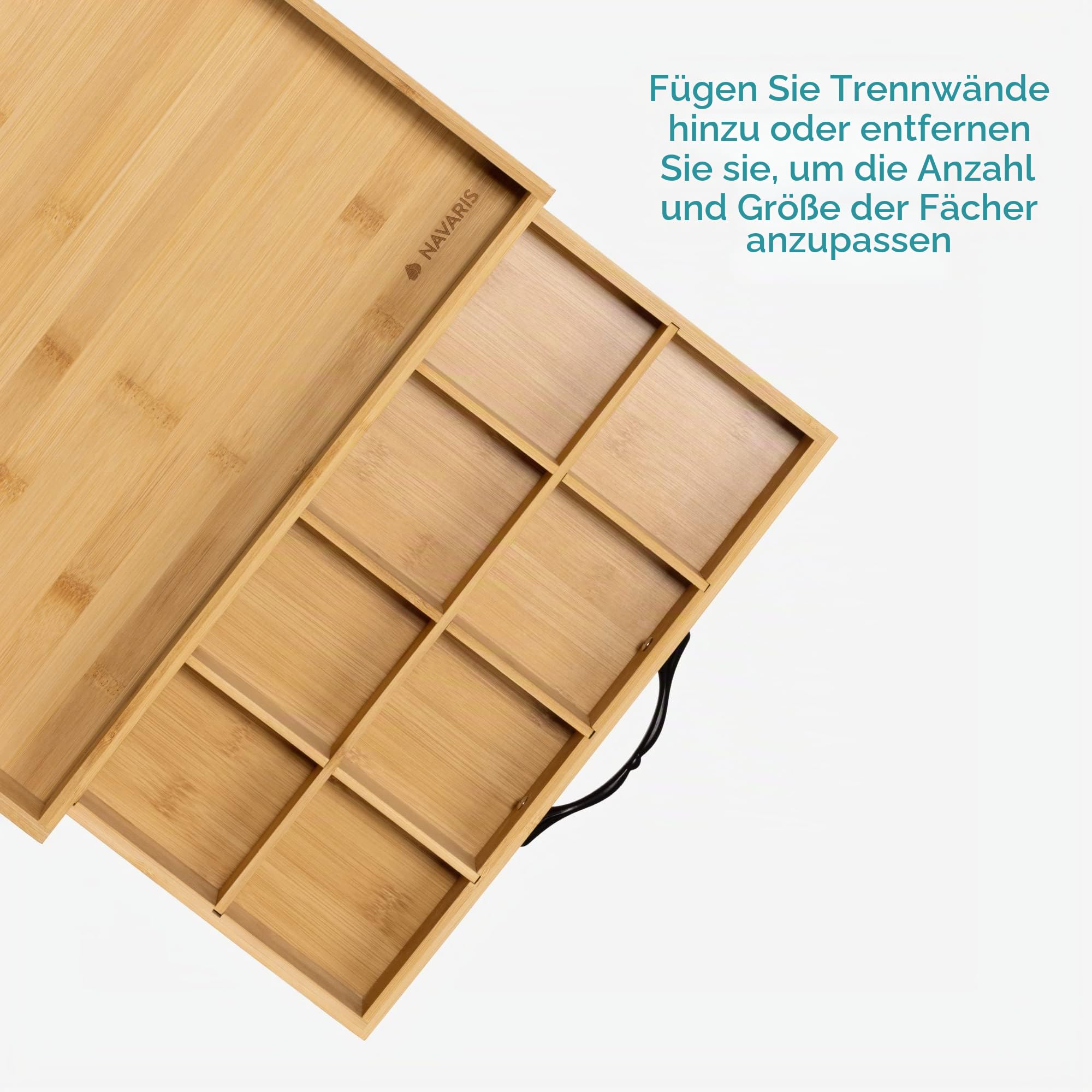 navaris-kitchen-teebox-bambus-12-f-cher-mit-tablett-hellbraun image 4