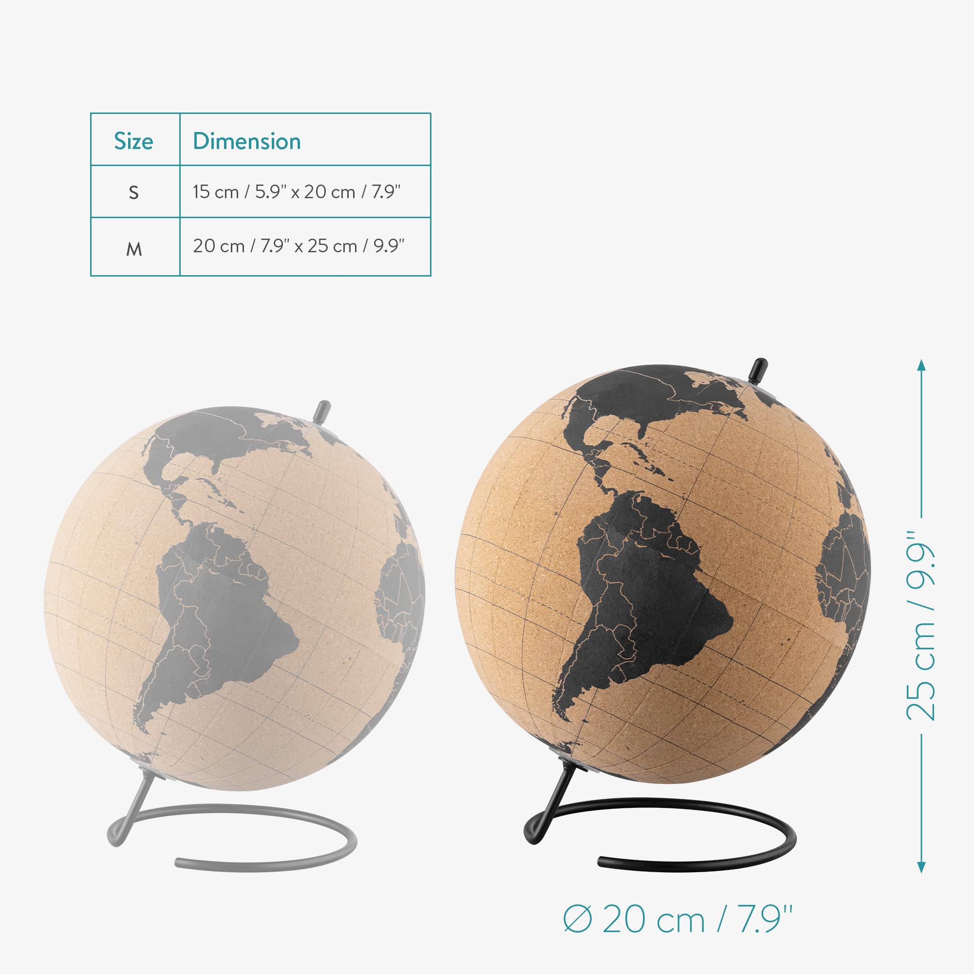 navaris-living-kork-globus-20cm-mit-10-pins-natur-kork image 3