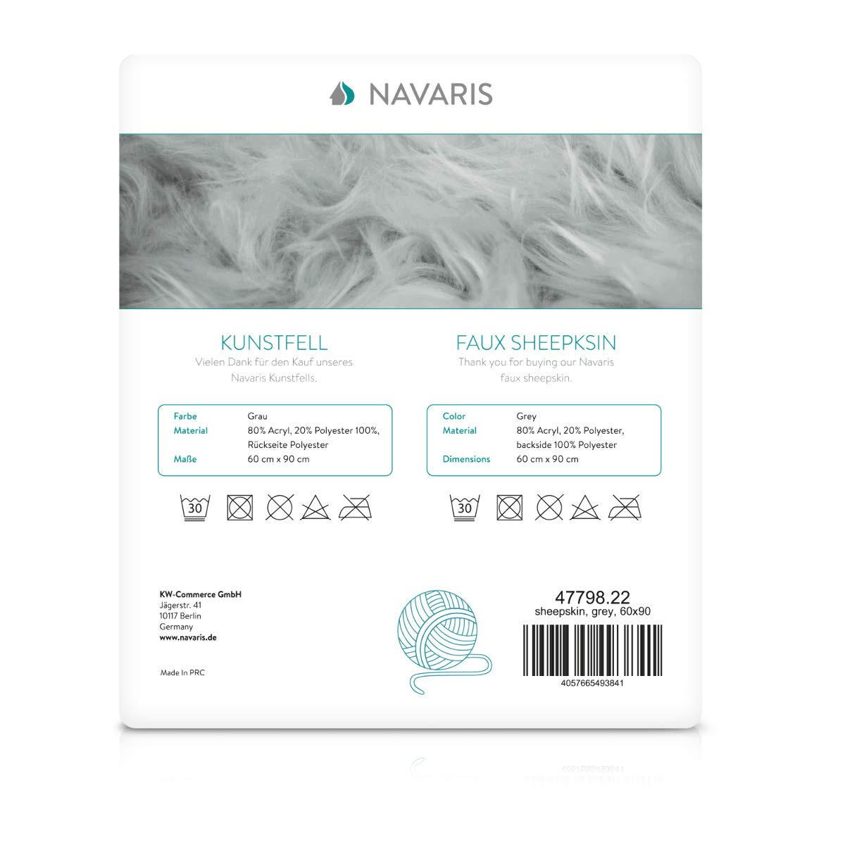 navaris-living-schaffell-kunstfell-60x90cm-teppich-grau-vegan image 7