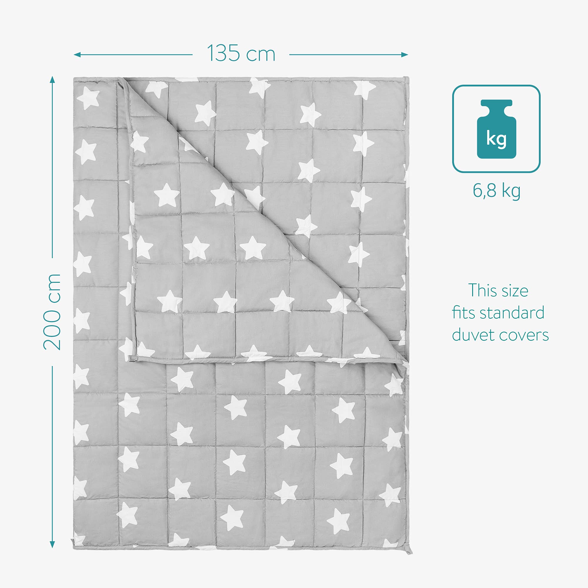 navaris-living-gewichtsdecke-135x200-6-8kg-sterne-baumwolle image 4