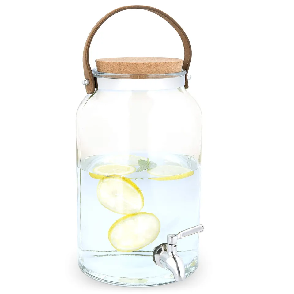 navaris-getr-nkespender-glas-5-6l-zapfhahn-kork-deckel image 1