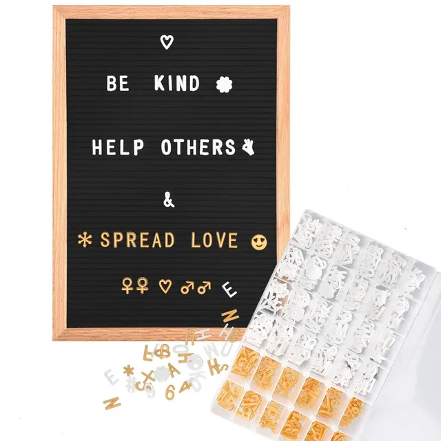 navaris-letter-board-filz-42x30cm-schwarz-eichenrahmen image 1