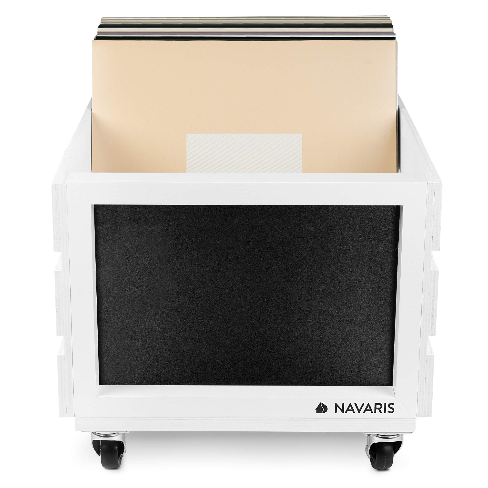navaris-office-schallplattenkiste-holz-wei-80-lps-mit-rollen image 7