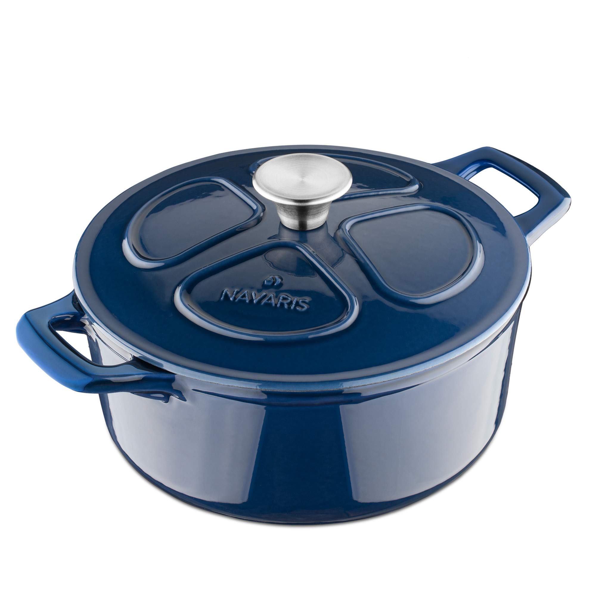navaris-kitchen-gusseisen-topf-3-5l-24cm-dunkelblau-emaille image 1