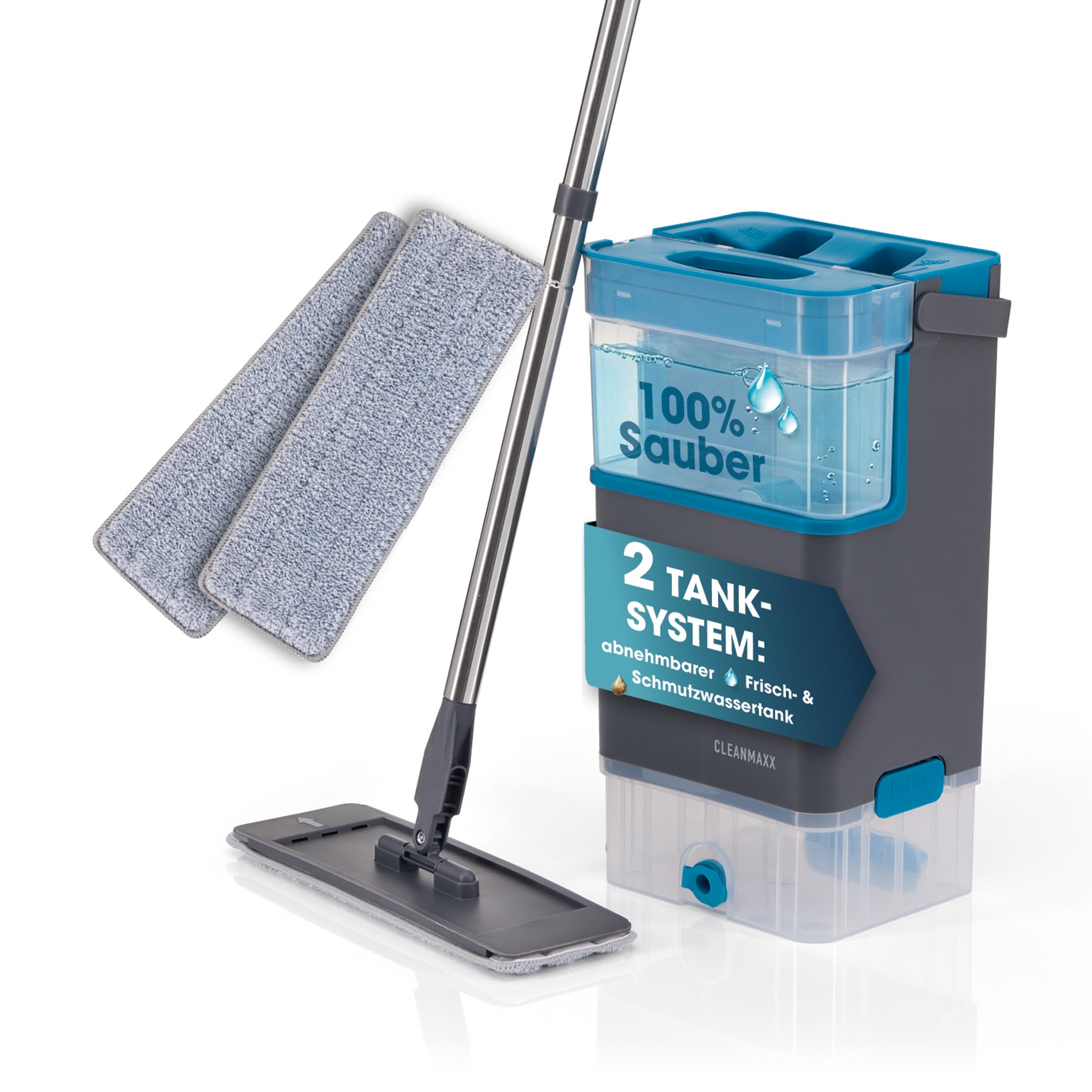 cleanmaxx-komfort-mopp-duotank-bodenwischer-blau-2-pads-132cm image 1