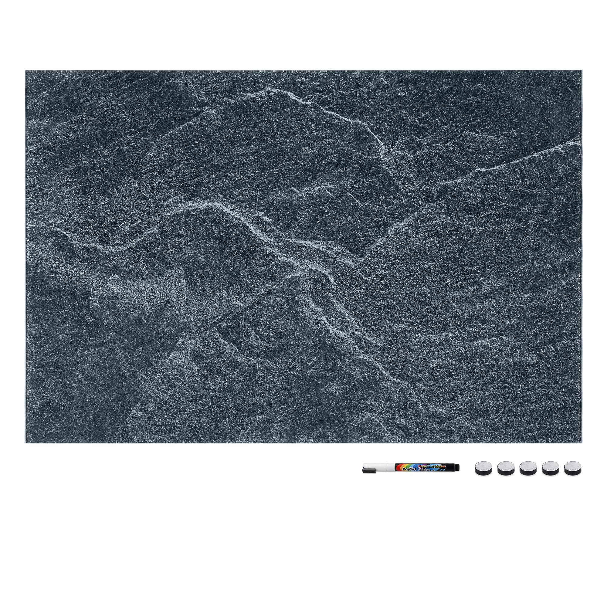 navaris-magnettafel-glas-memoboard-60x40-stone-schwarz image 7