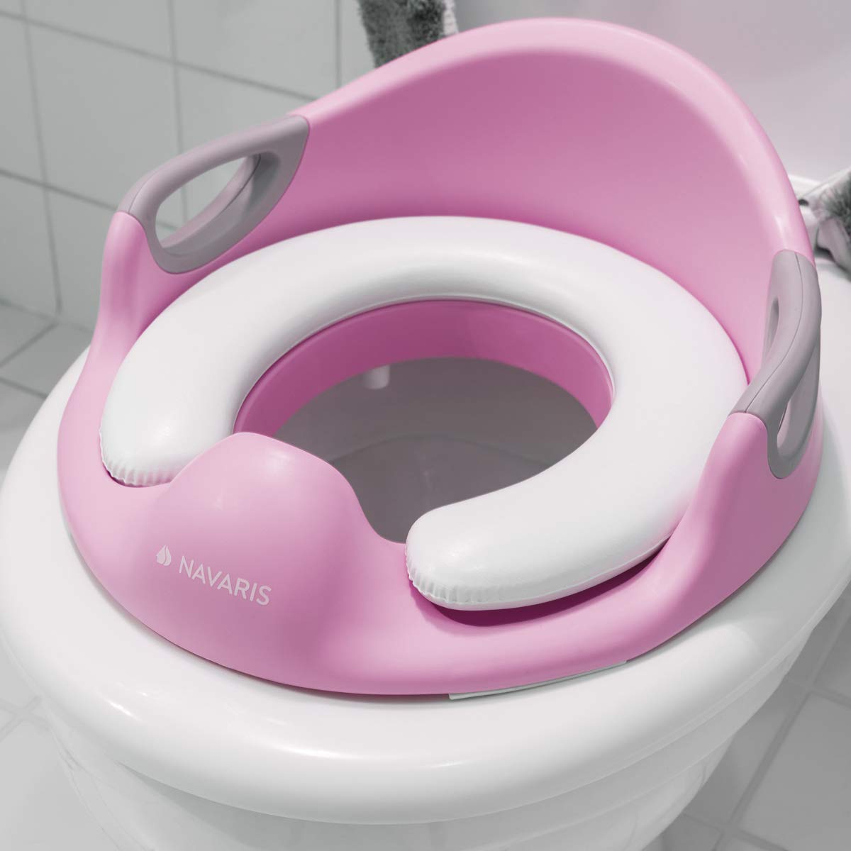navaris-kinder-toilettensitz-wc-aufsatz-rosa-mit-griff image 1