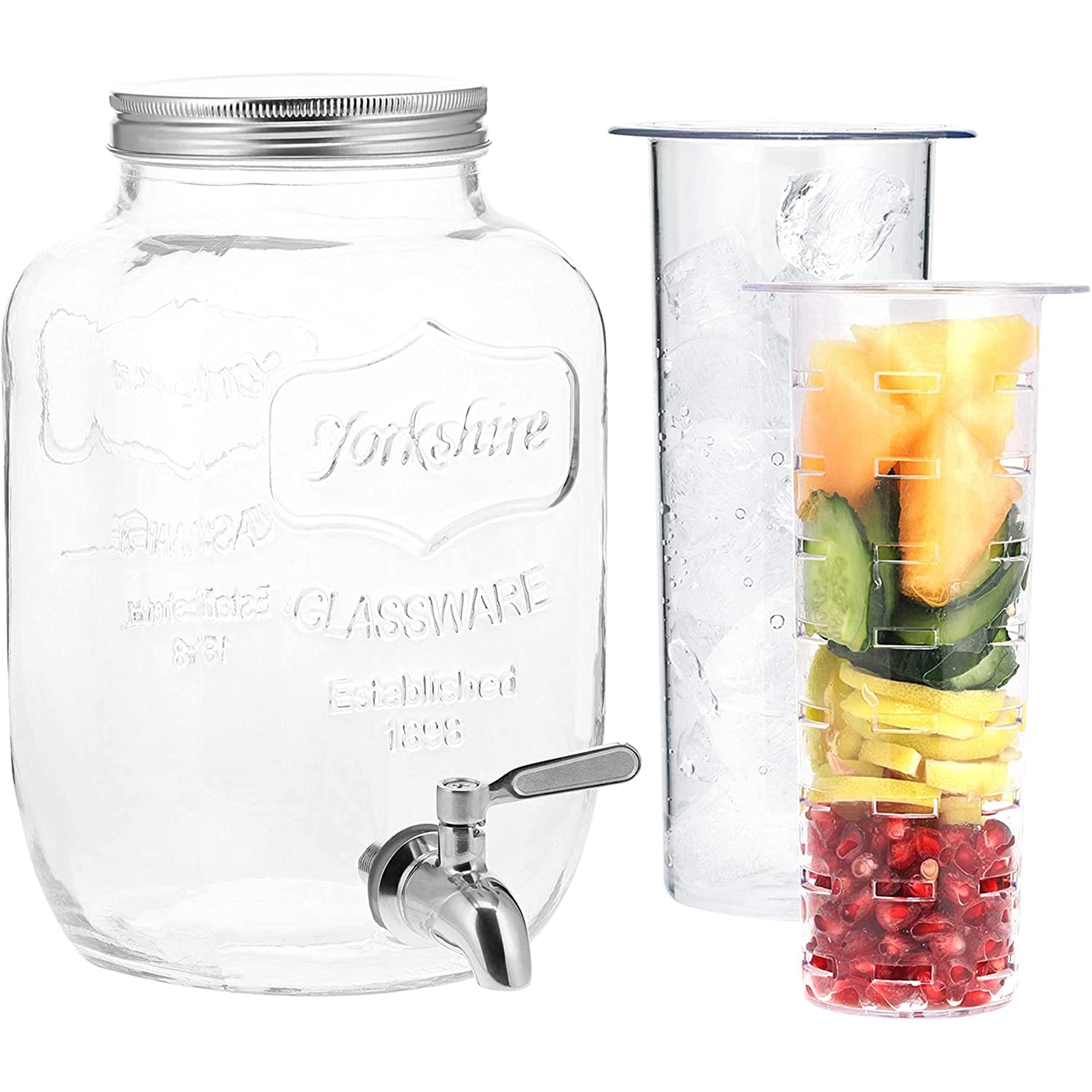 navaris-kitchen-wasserspender-4l-glas-zapfhahn-fruchteinsatz image 1