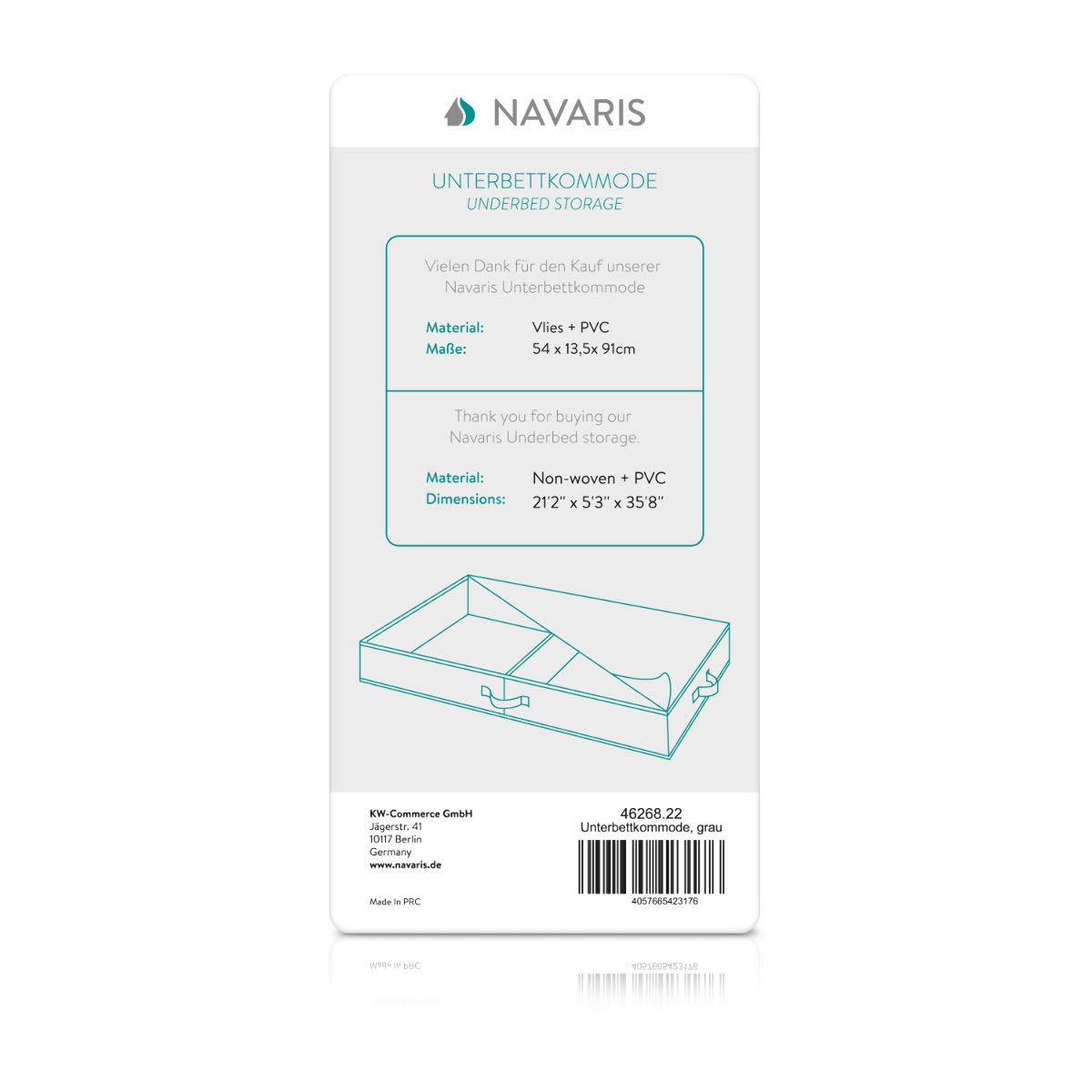 navaris-living-unterbettkommode-grau-91x50x14-sichtfenster image 6