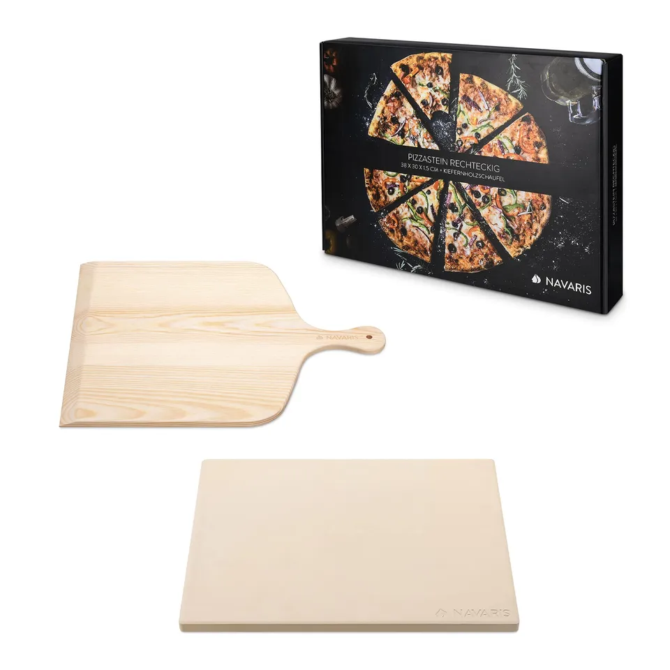 navaris-kitchen-pizzastein-cordierit-38x30-mit-schaufel image 1