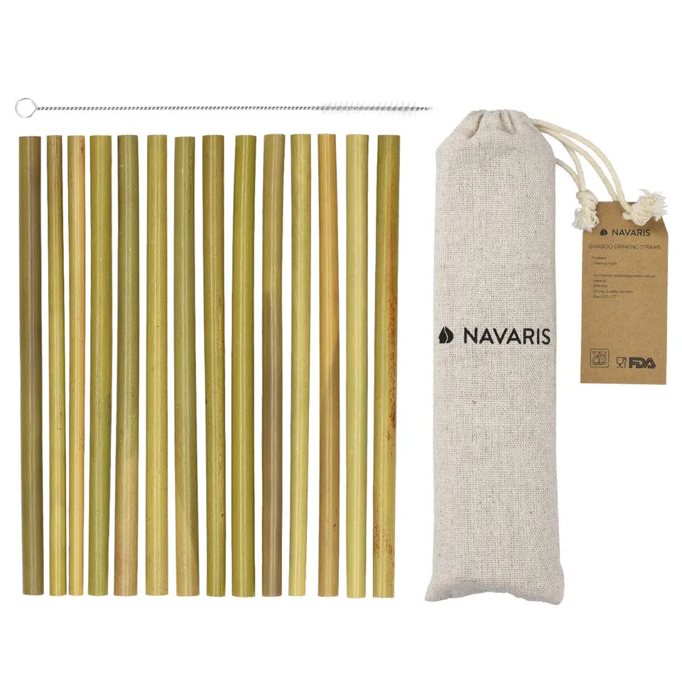 navaris-kitchen-bambus-strohhalme-14x-195mm-mit-beutel image 1