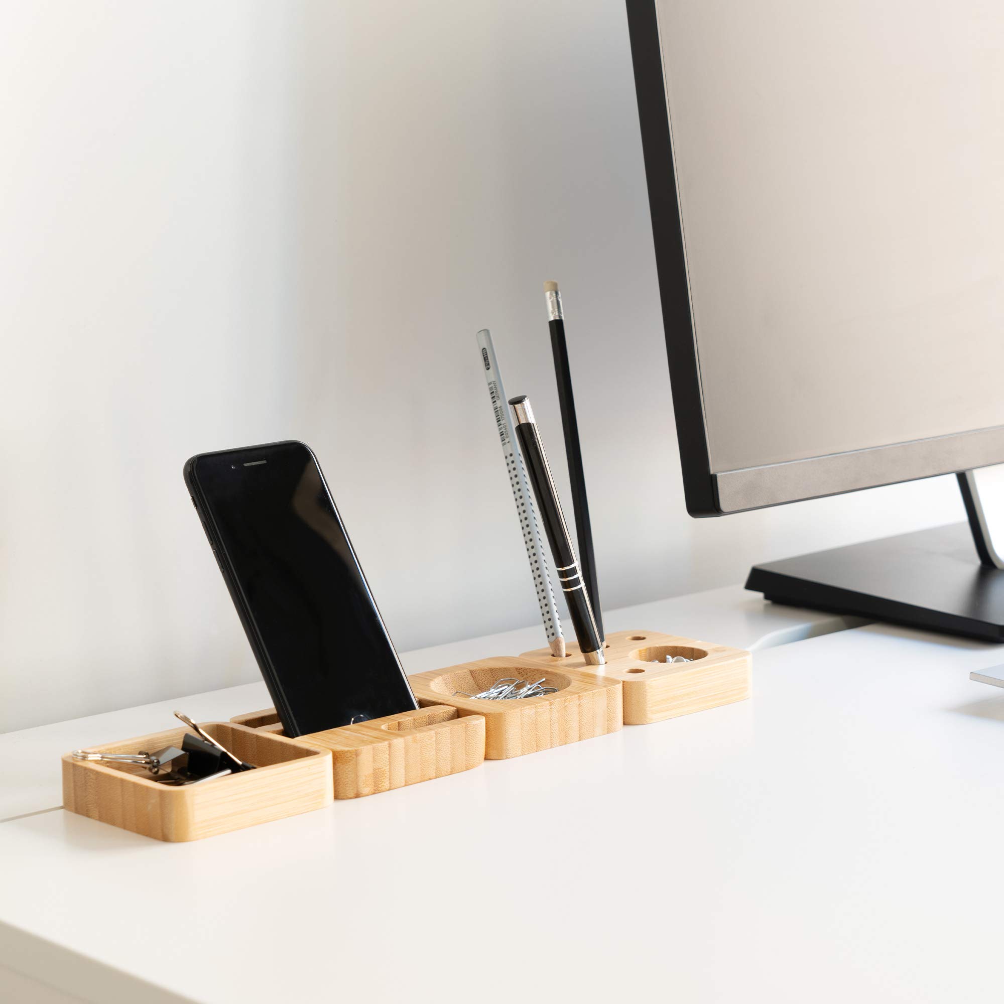navaris-office-schreibtischorganizer-bambus-4-teilig-holz image 3