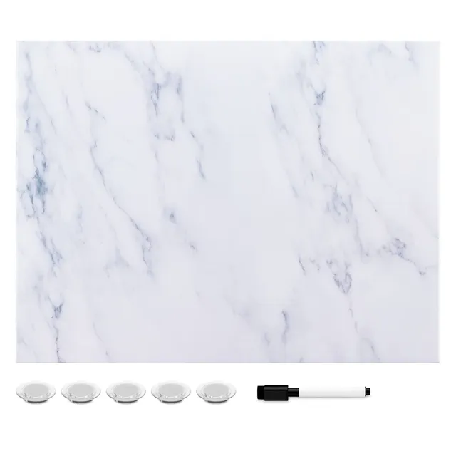 navaris-magnettafel-33x43cm-wei-marmor-beschreibbar image 1