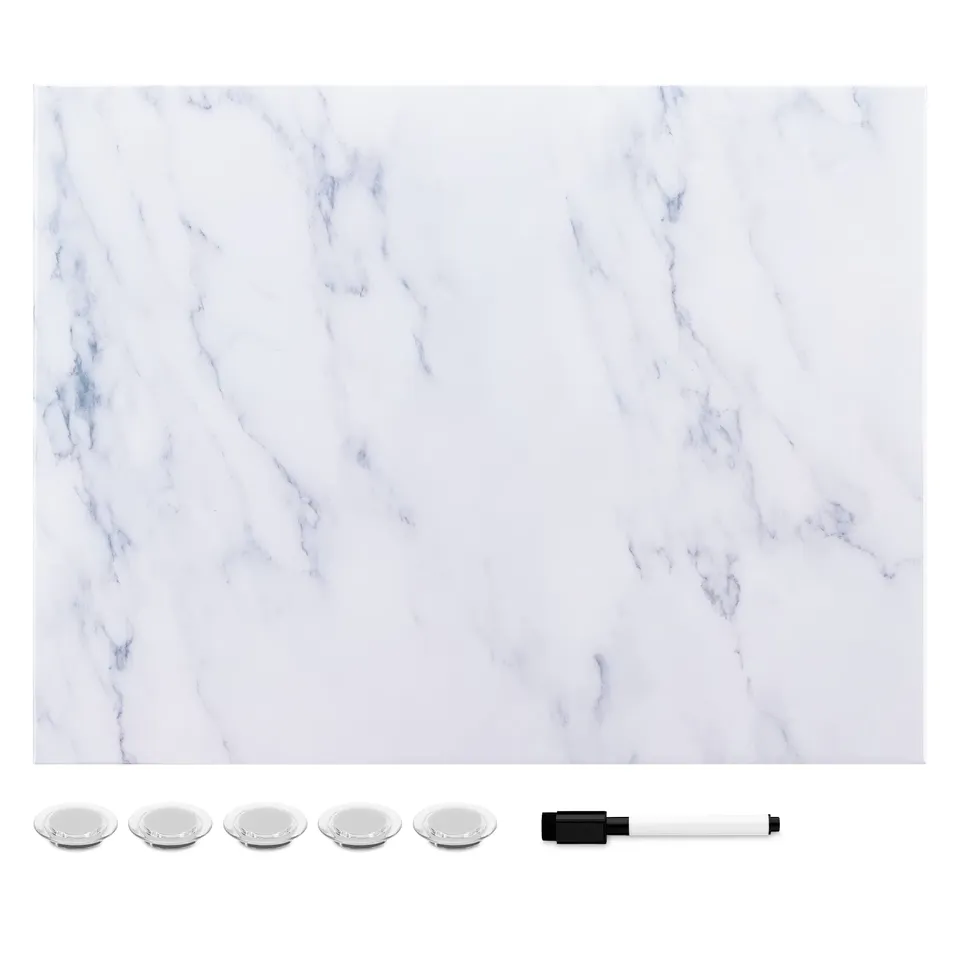 navaris-magnettafel-33x43cm-wei-marmor-beschreibbar image 1