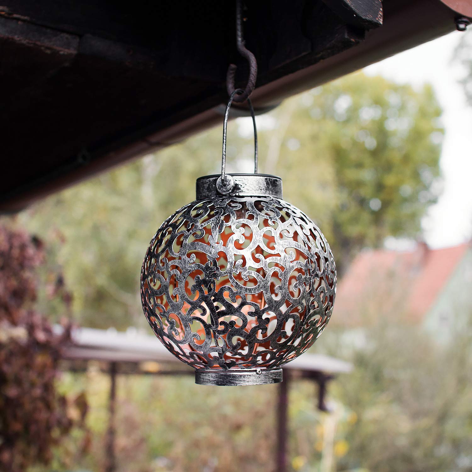 navaris-lighting-led-solarlaterne-metall-16-cm-silber image 2
