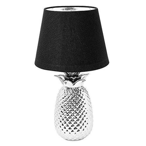 navaris-ananas-tischlampe-40cm-keramik-e27-silber-schwarz image 8