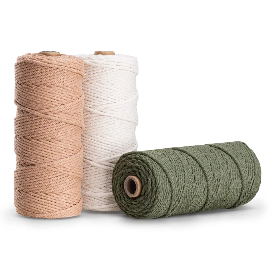 navaris-garden-makramee-garn-3er-set-baumwollschnur-wei-gr-n-rosa image 1