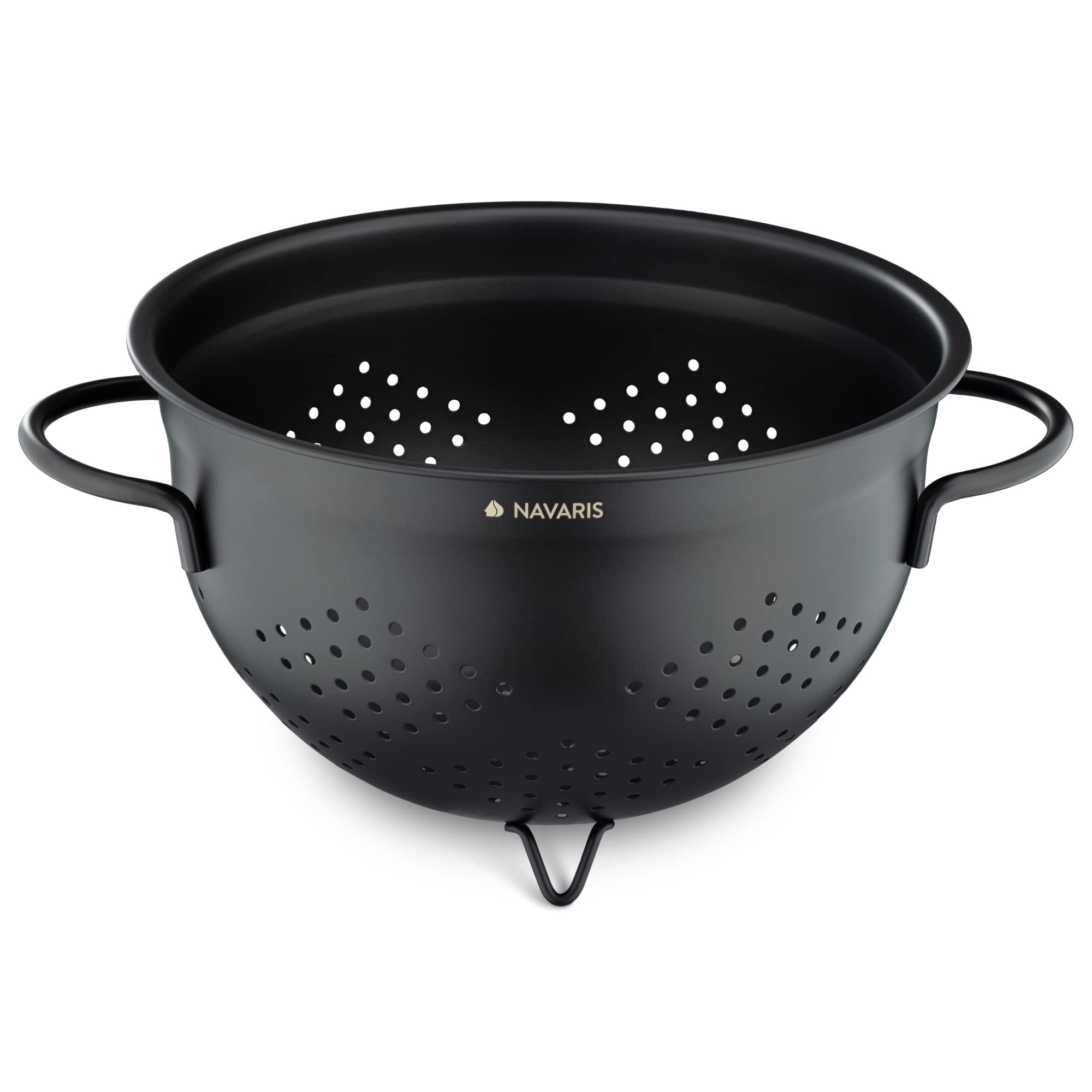 navaris-nudelsieb-edelstahl-24-cm-schwarz-mit-f-en image 1