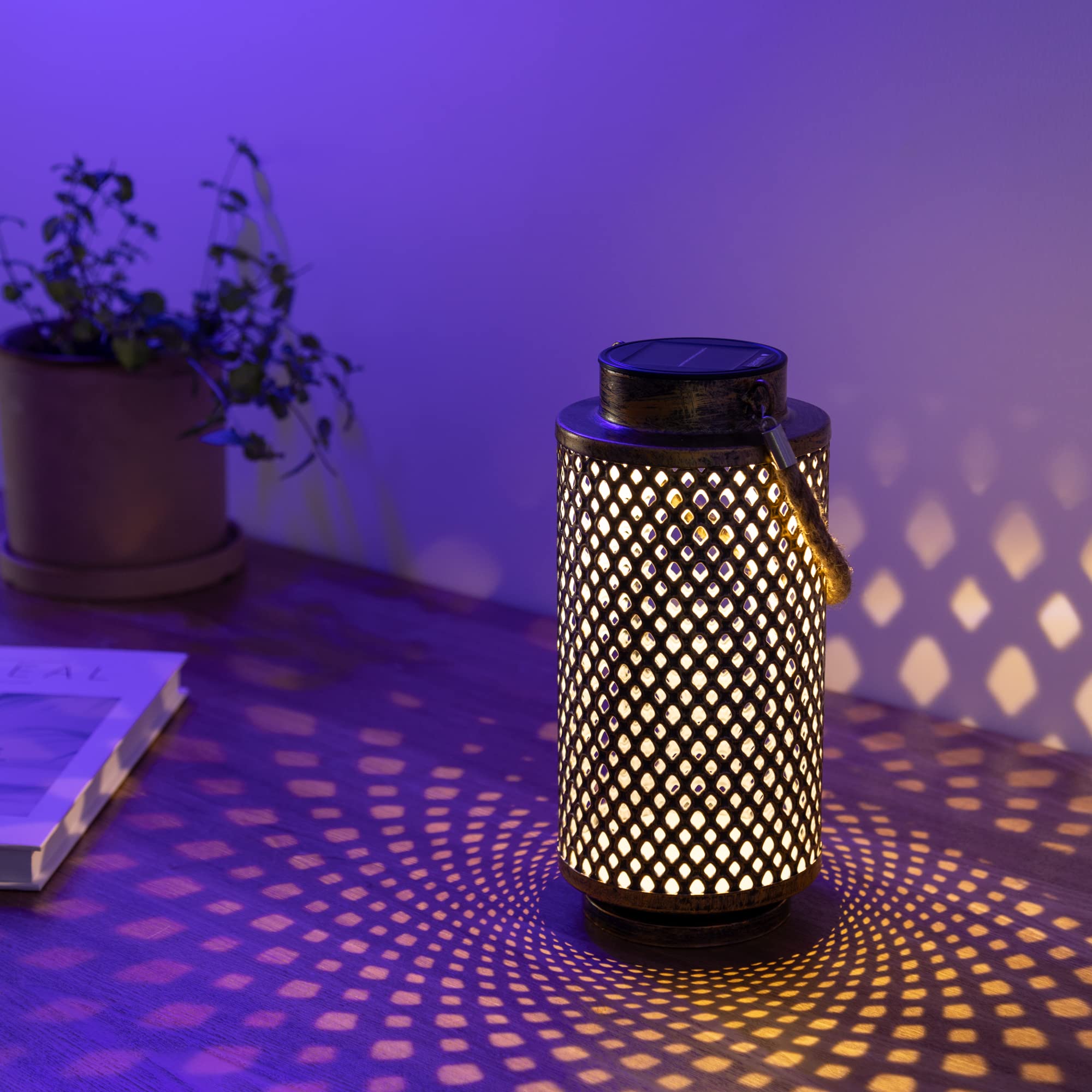 navaris-lighting-led-solarlaterne-garten-gold-ip44 image 2