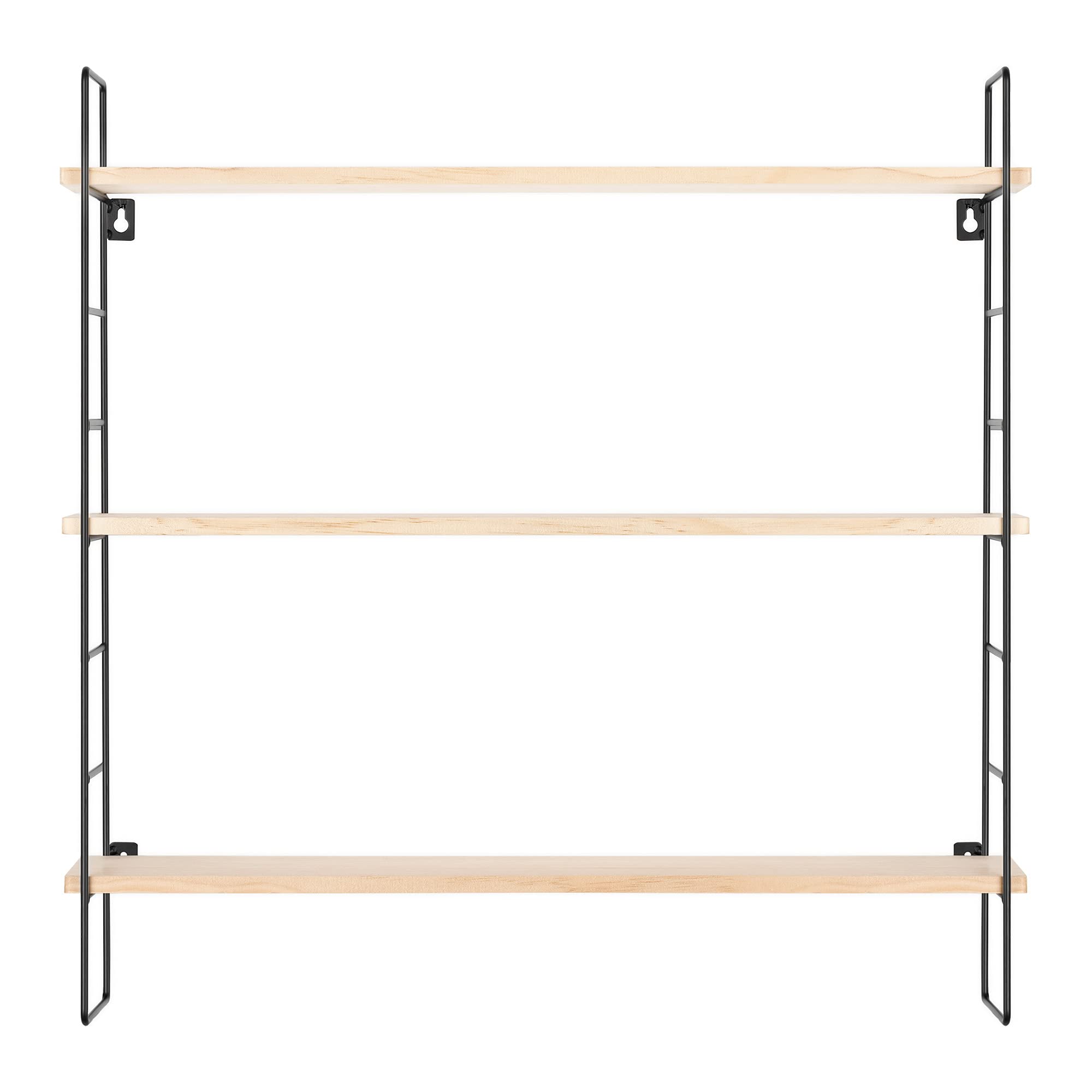 navaris-wandregal-metall-holz-50x50x12cm-3-etagen-schwarz image 6