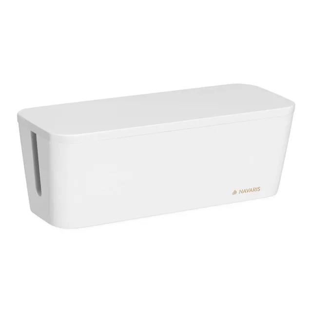 navaris-kabelbox-wei-32x12cm-bambus-kabeldose-mit-deckel image 1