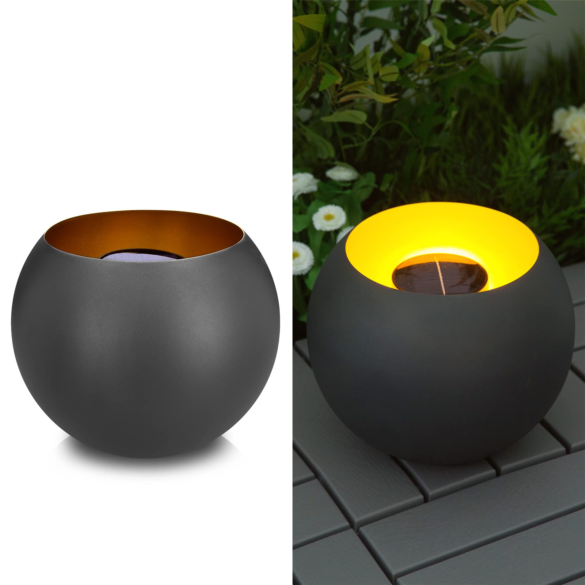 navaris-lighting-led-solar-feuerschale-gartenleuchte-grau-25cm image 7