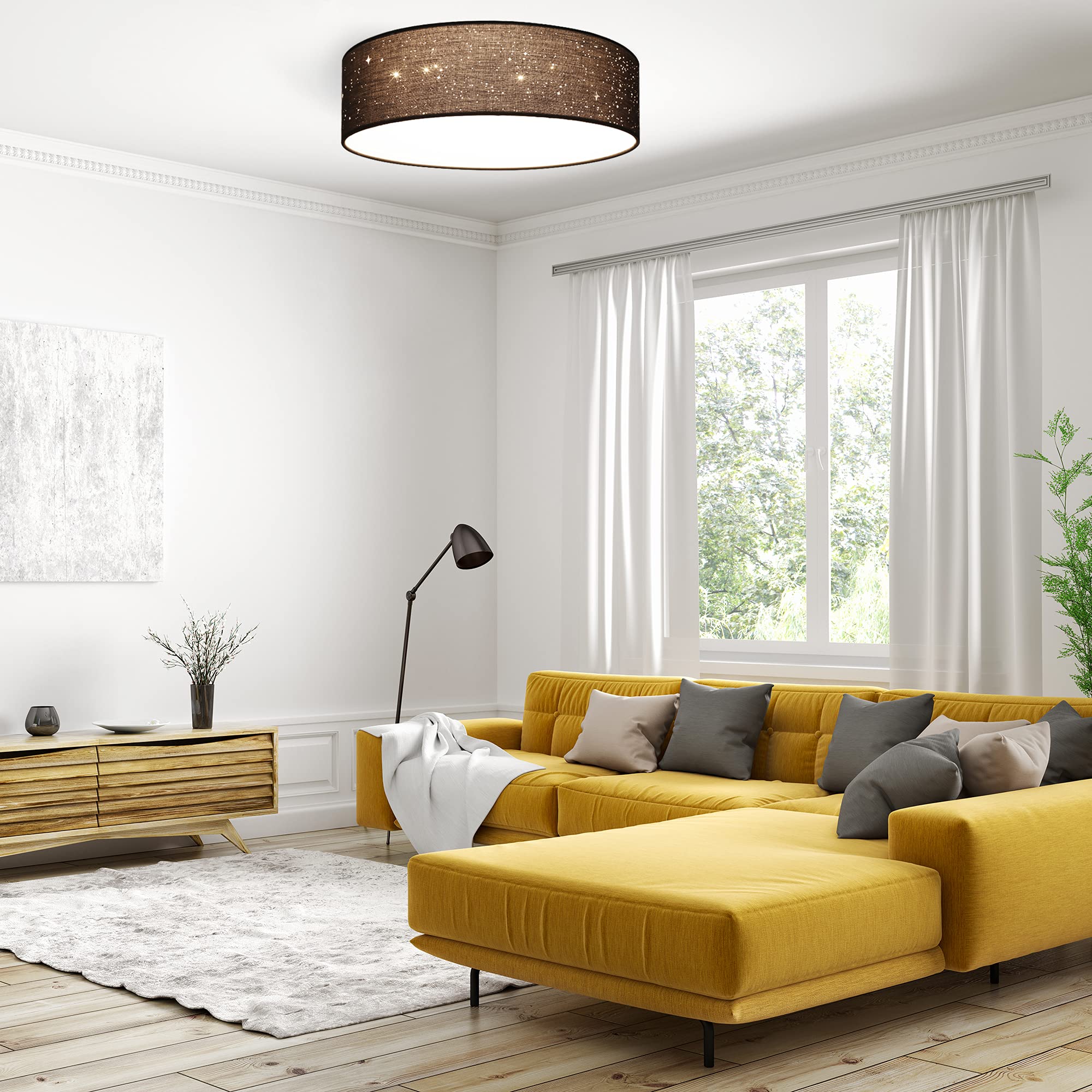 navaris-led-deckenleuchte-22w-rund-40cm-deckenlampe-dunkelgrau-warmwei image 2