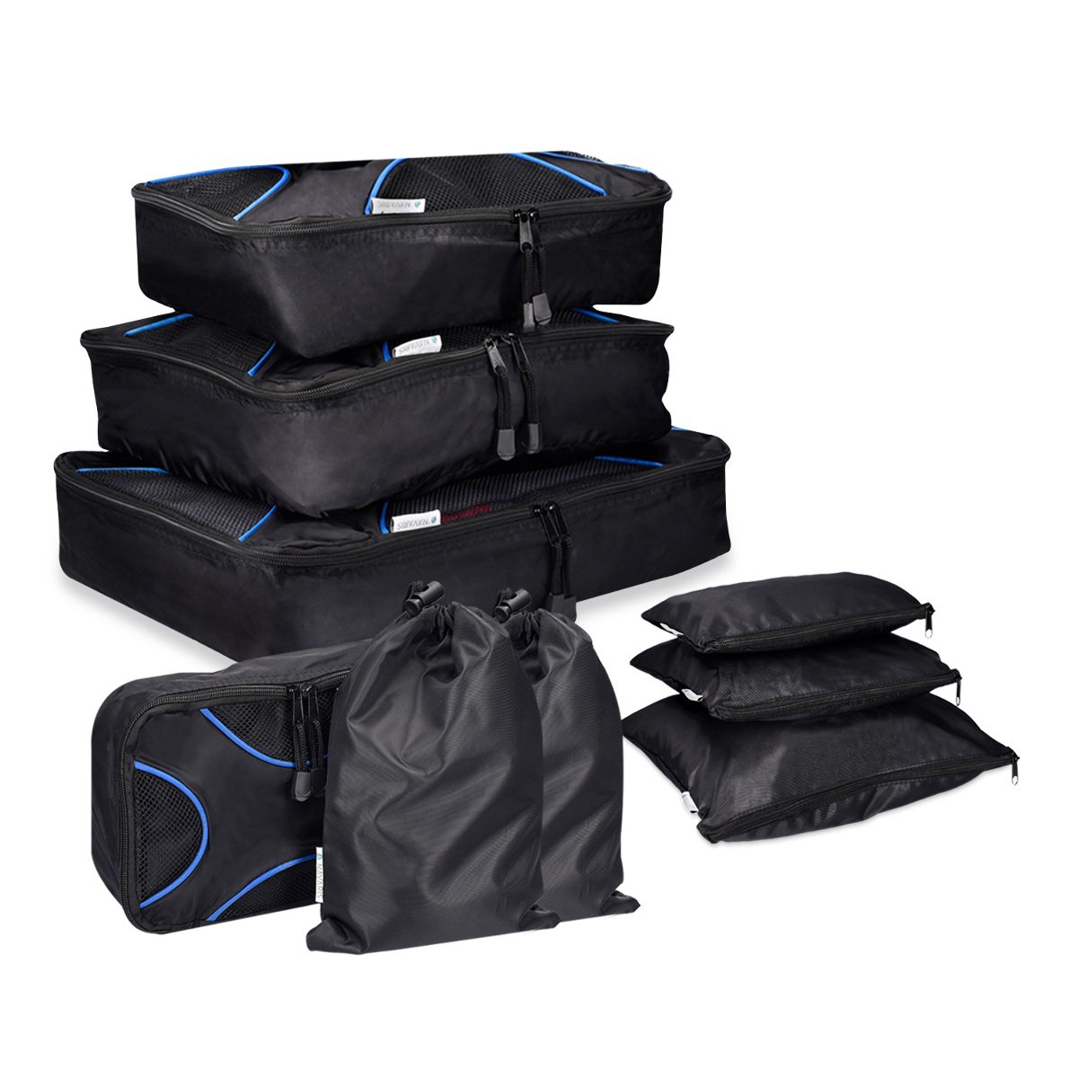 navaris-travel-packtaschen-9tlg-packing-cubes-schwarz-blau image 5
