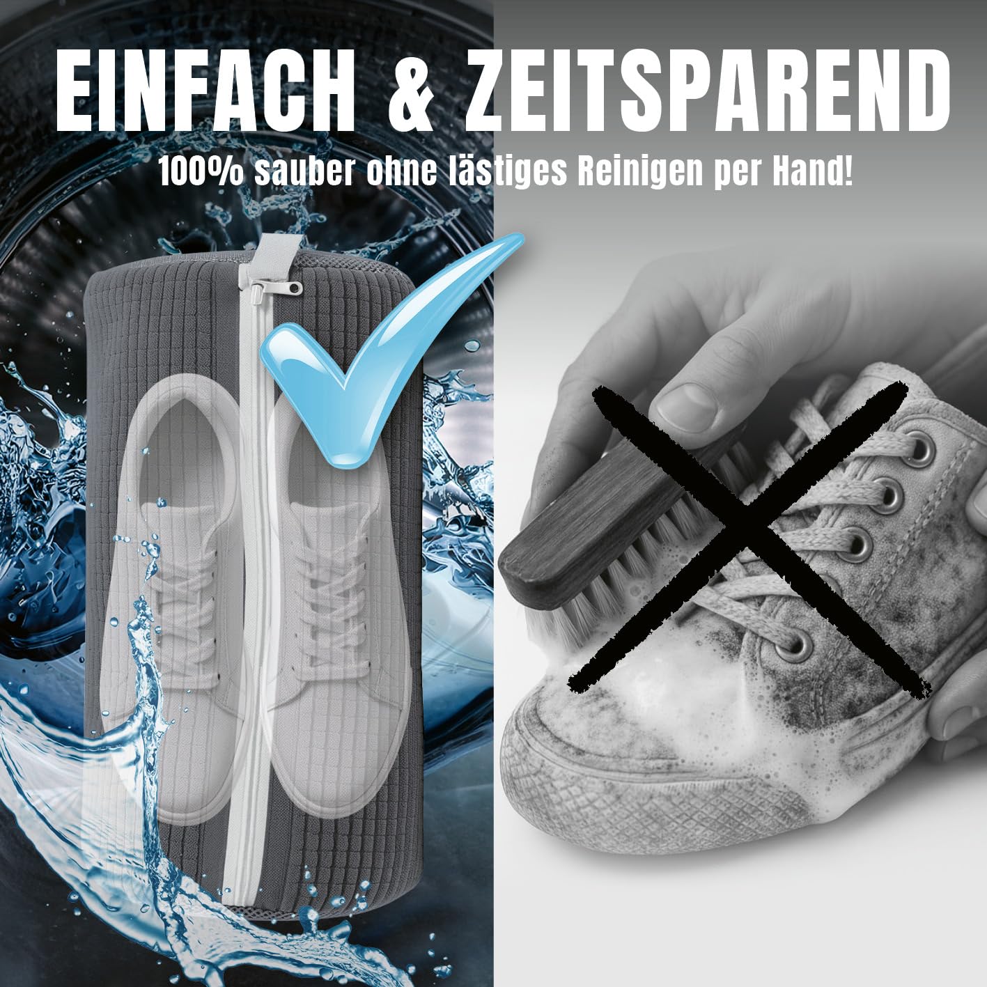 cleanmaxx-reinigungsutensilien-schuhwaschbeutel-sneaker-grau image 2