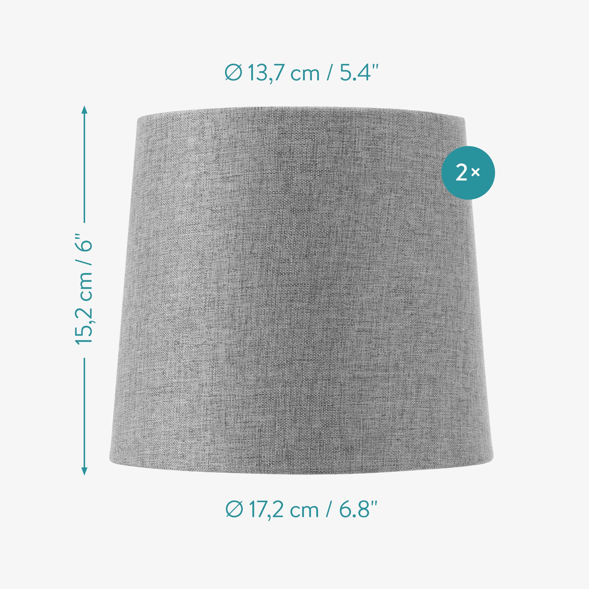 navaris-lampenschirm-e14-2er-set-grau-silber-15-2cm-leinen image 3