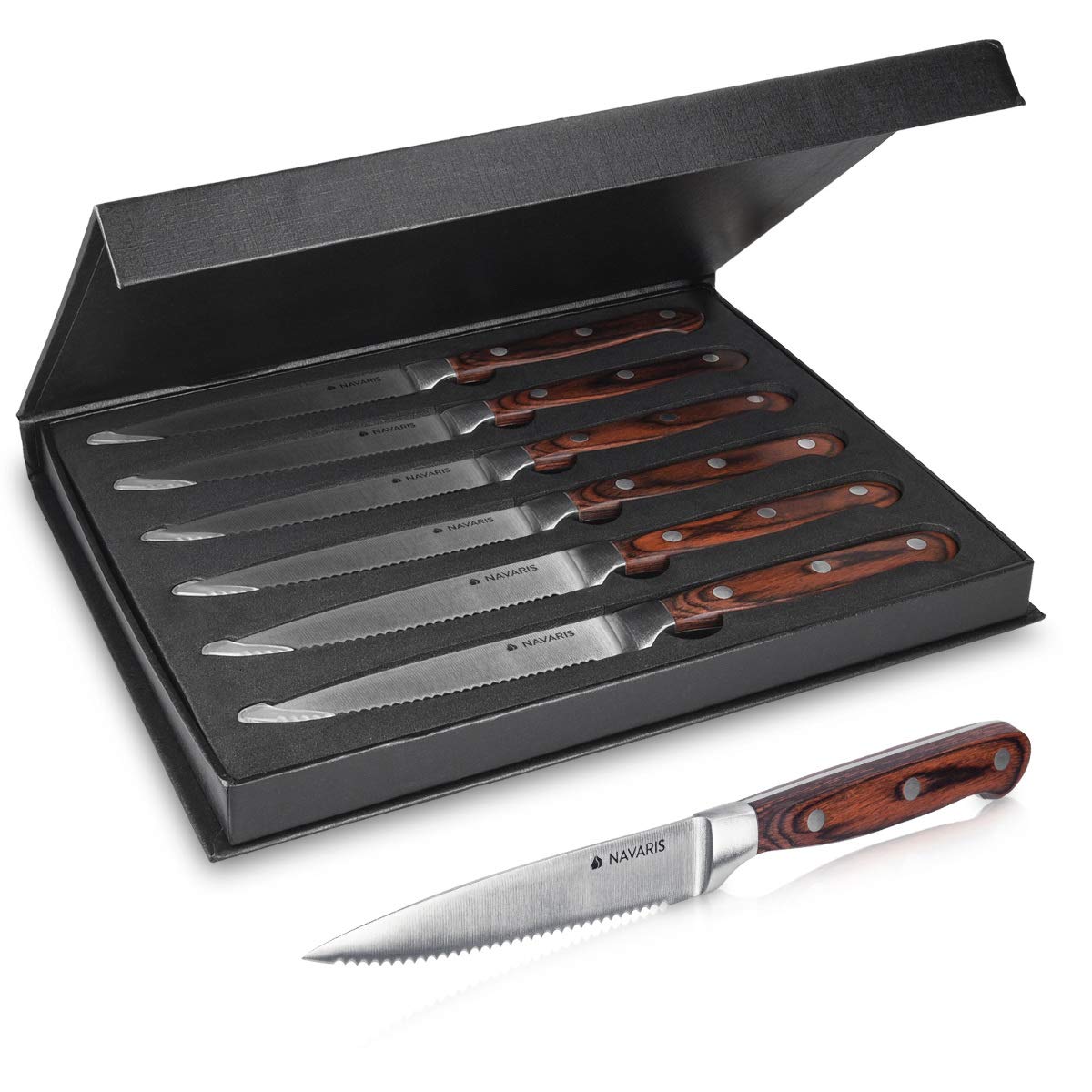 navaris-steakmesser-set-6-tlg-holzgriff-wellenschliff-geschenkbox image 1