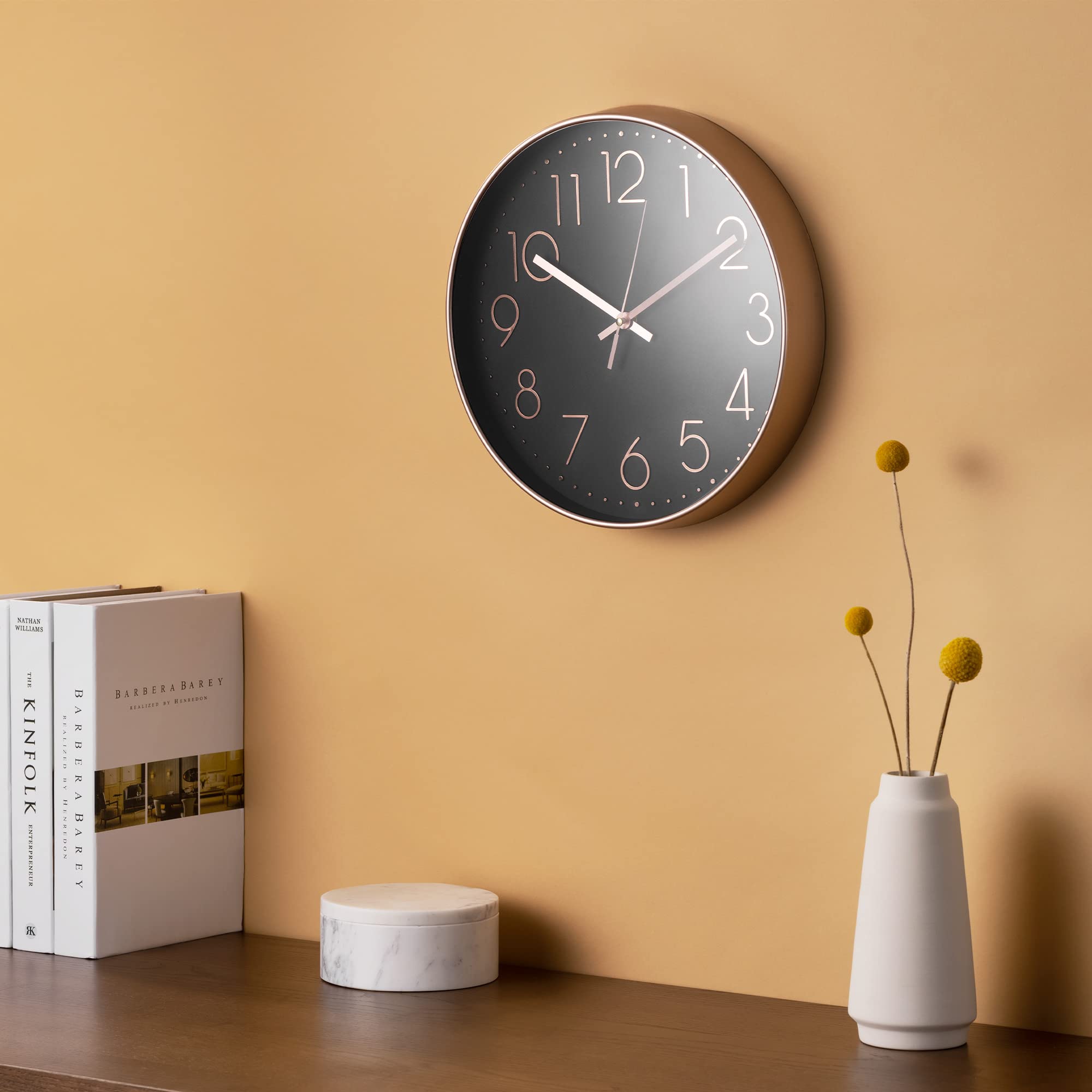 navaris-kitchen-wanduhr-analog-30cm-ros-gold-schwarz-lautlos image 2