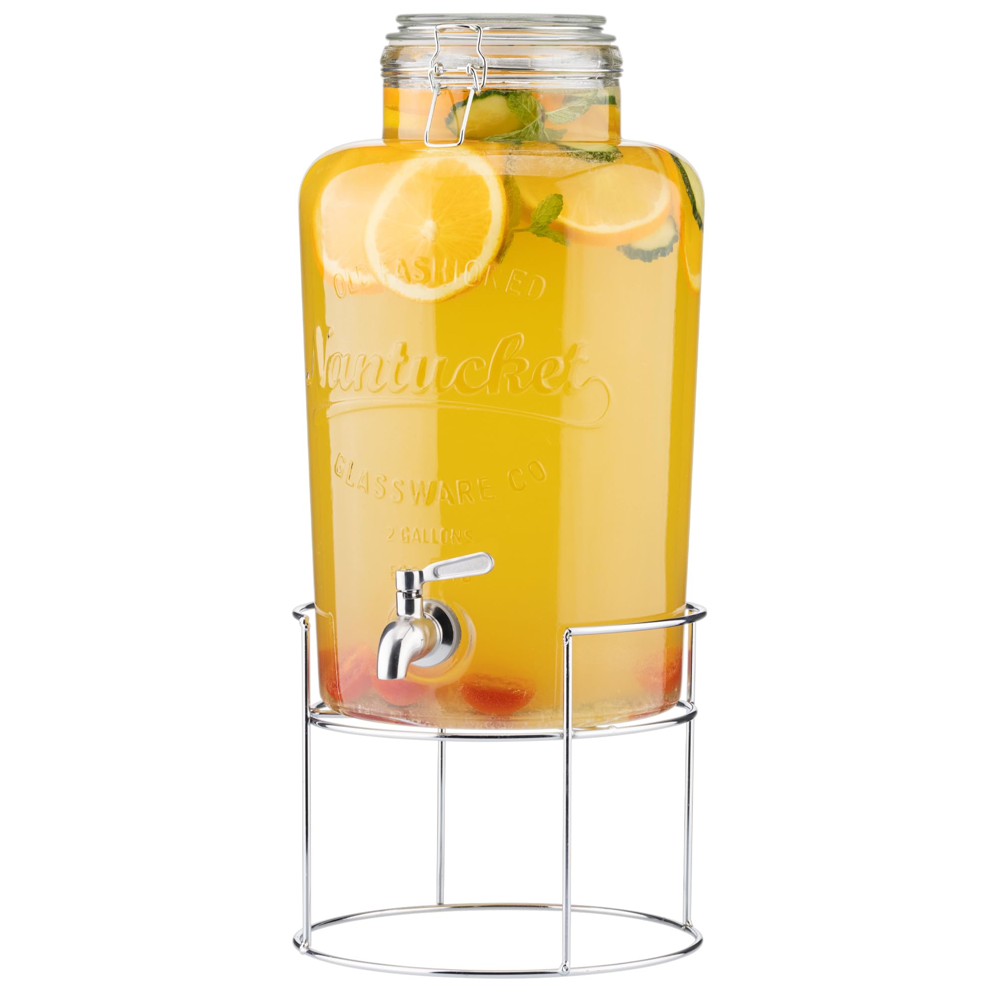 navaris-kitchen-getr-nkespender-glas-8-liter-metallst-nder image 1