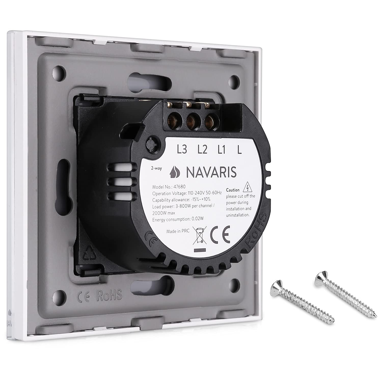 navaris-touch-lichtschalter-2-fach-glas-wei-mit-led image 3