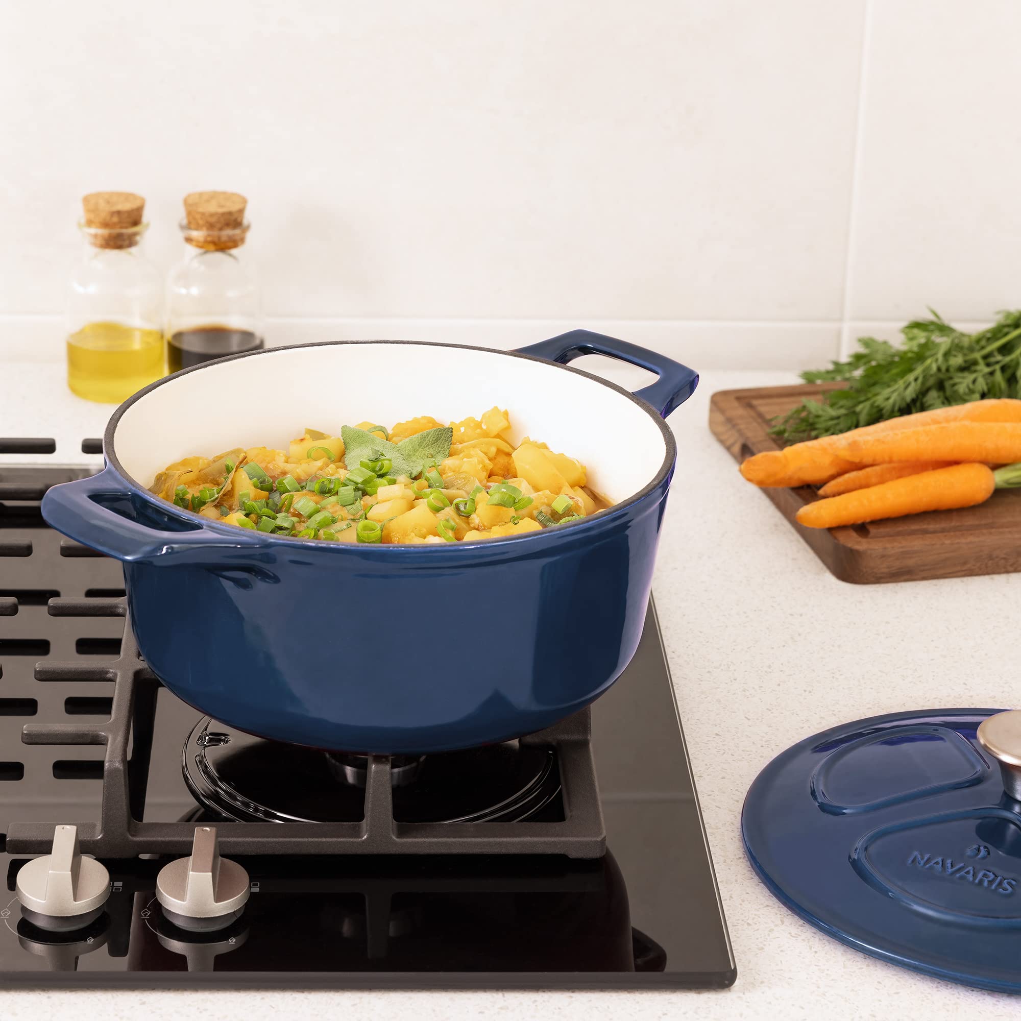 navaris-kitchen-gusseisen-topf-3-5l-24cm-dunkelblau-emaille image 2