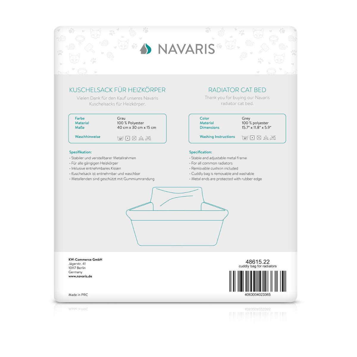 navaris-animals-katzenliege-heizung-grau-kuschelsack-40x30cm image 7