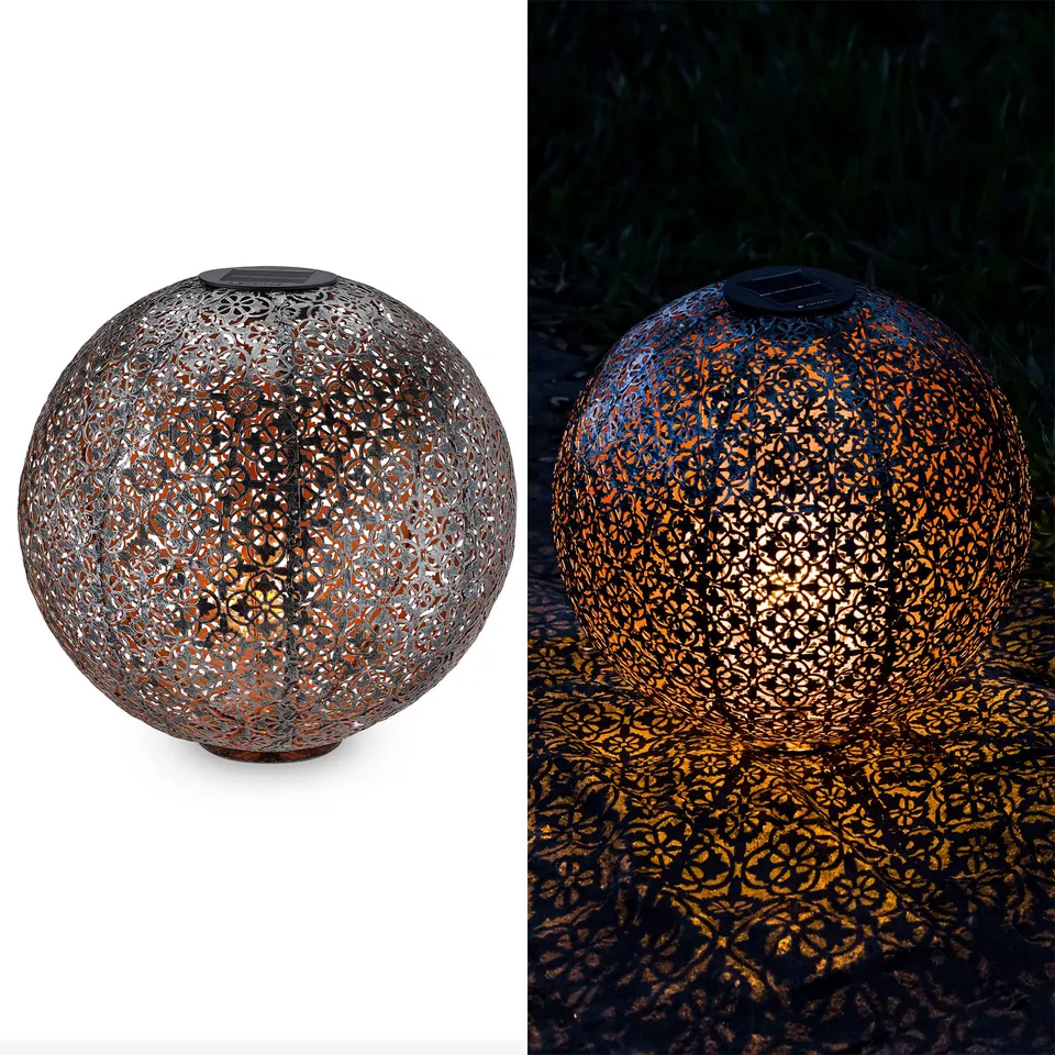 navaris-led-solar-kugel-metall-30cm-silber-mit-erdspie image 1