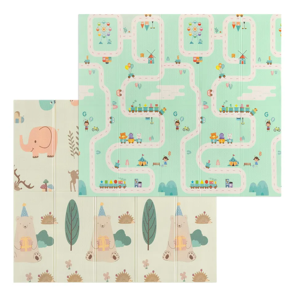 navaris-children-baby-spielmatte-200x180-faltbar-gr-n-beige-wasserdicht image 1