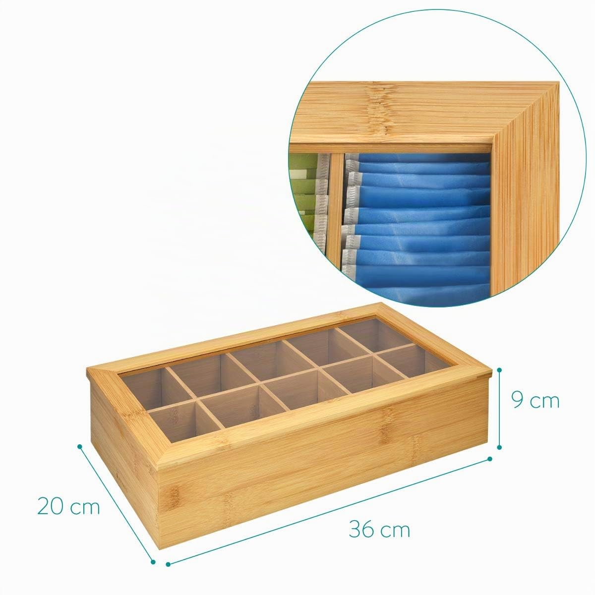 navaris-kitchen-teebox-bambus-10-f-cher-mit-sichtfenster image 4