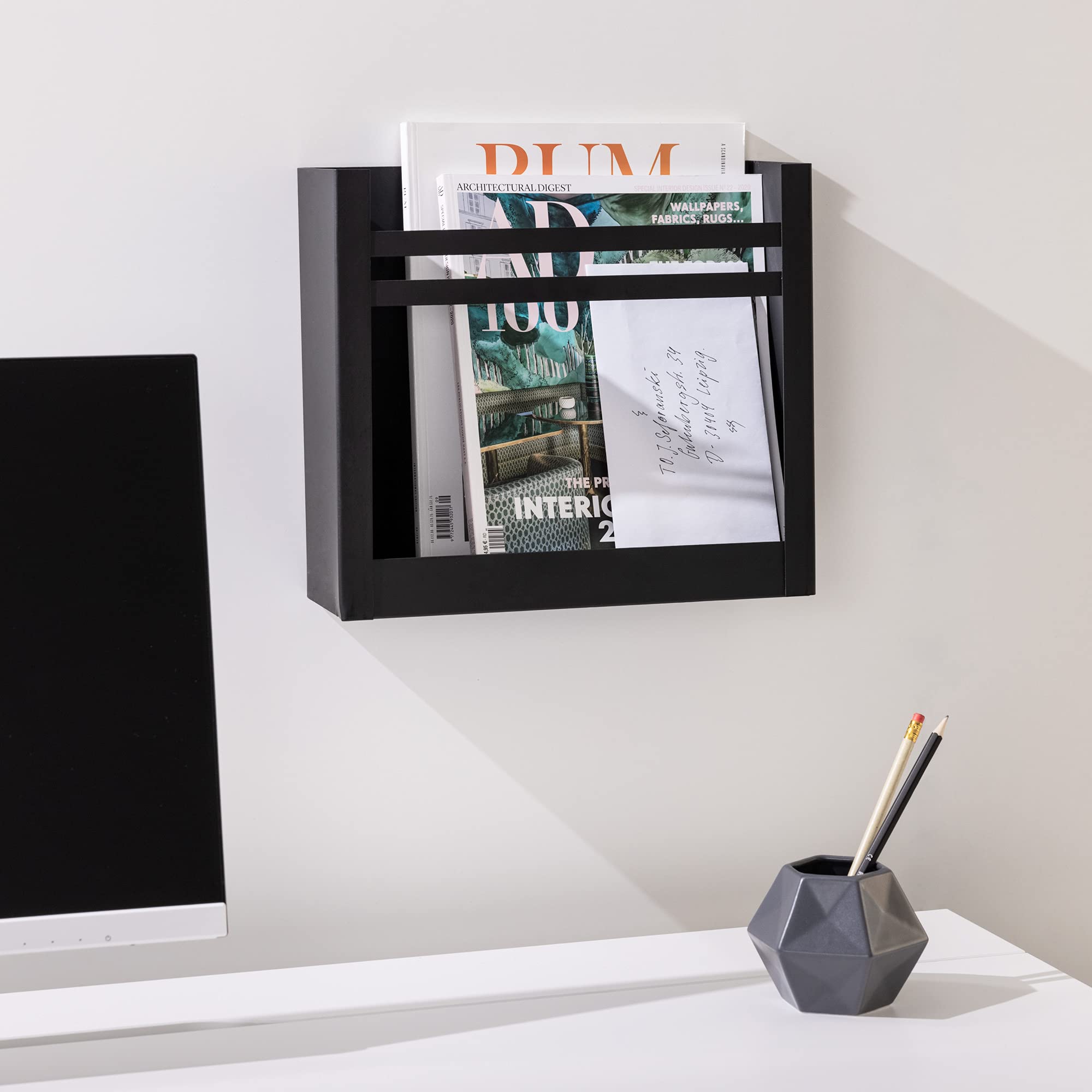 navaris-living-zeitungshalter-wand-eisen-schwarz-30x27cm image 5