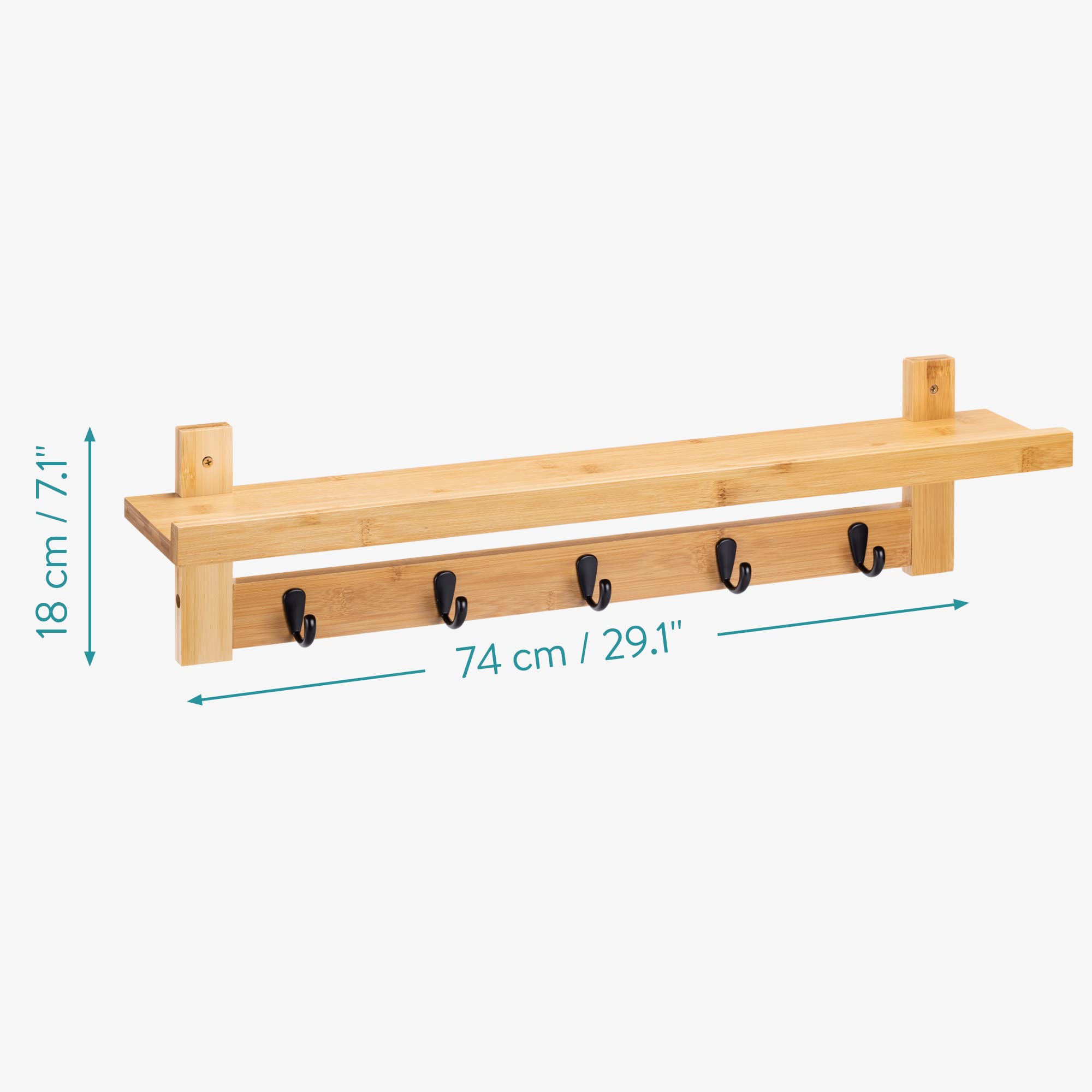 navaris-living-wandgarderobe-bambus-ablage-74x12x18cm-5-haken image 5