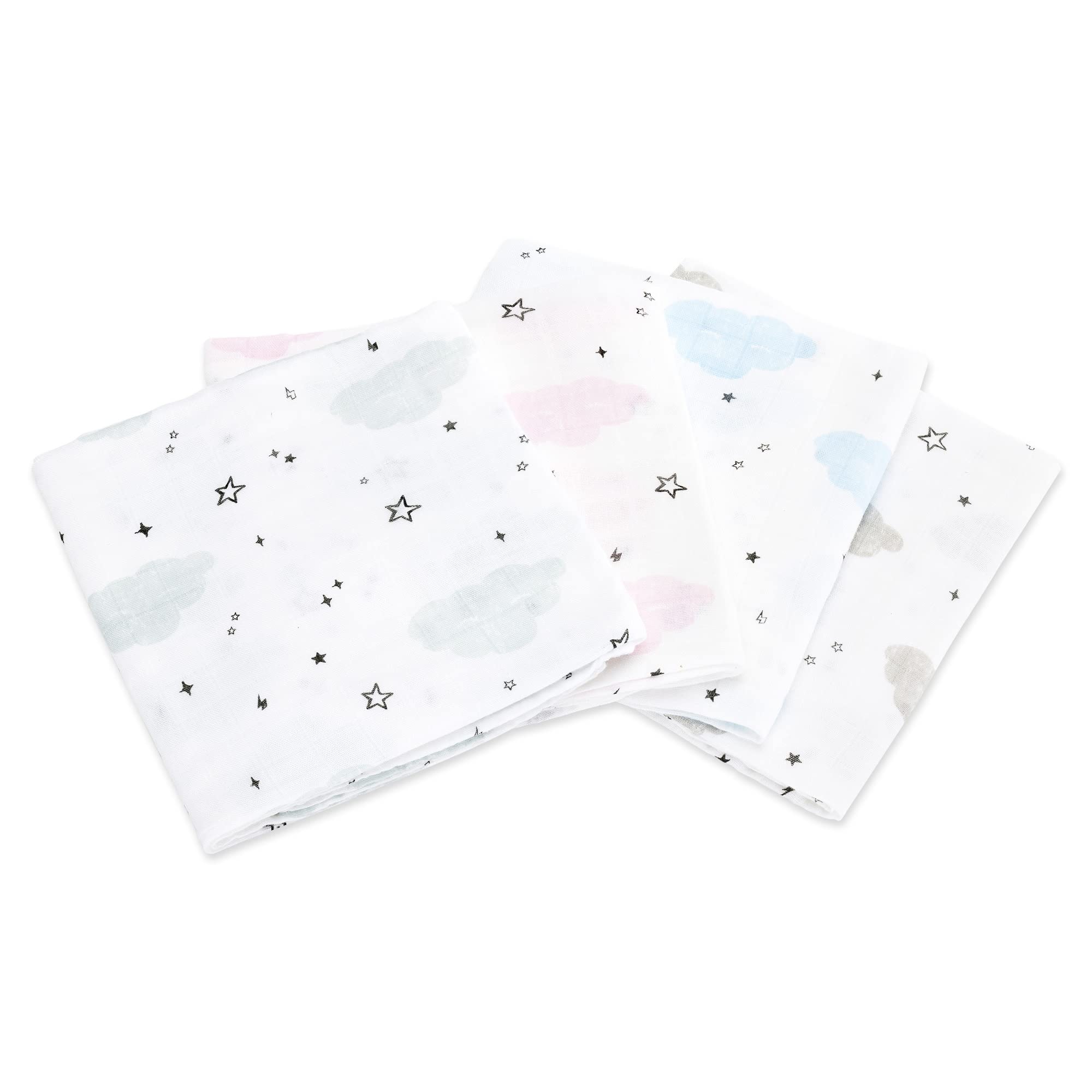navaris-children-mullwindeln-4er-set-80x80-cm-wei-blau-viskose image 5