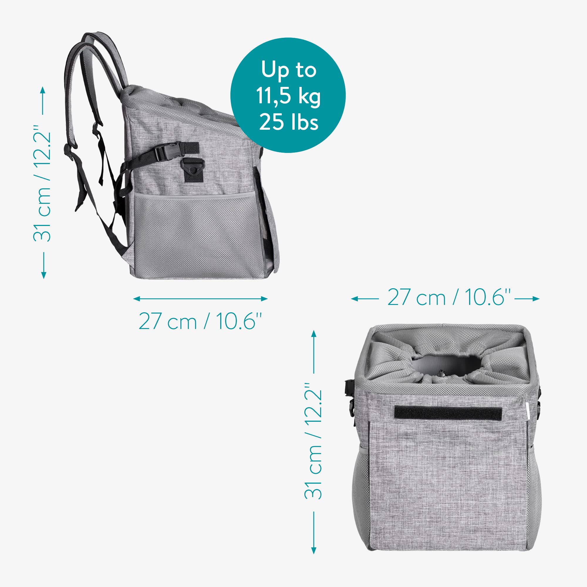 navaris-hundekorb-fahrrad-transportrucksack-grau-10-kg image 6