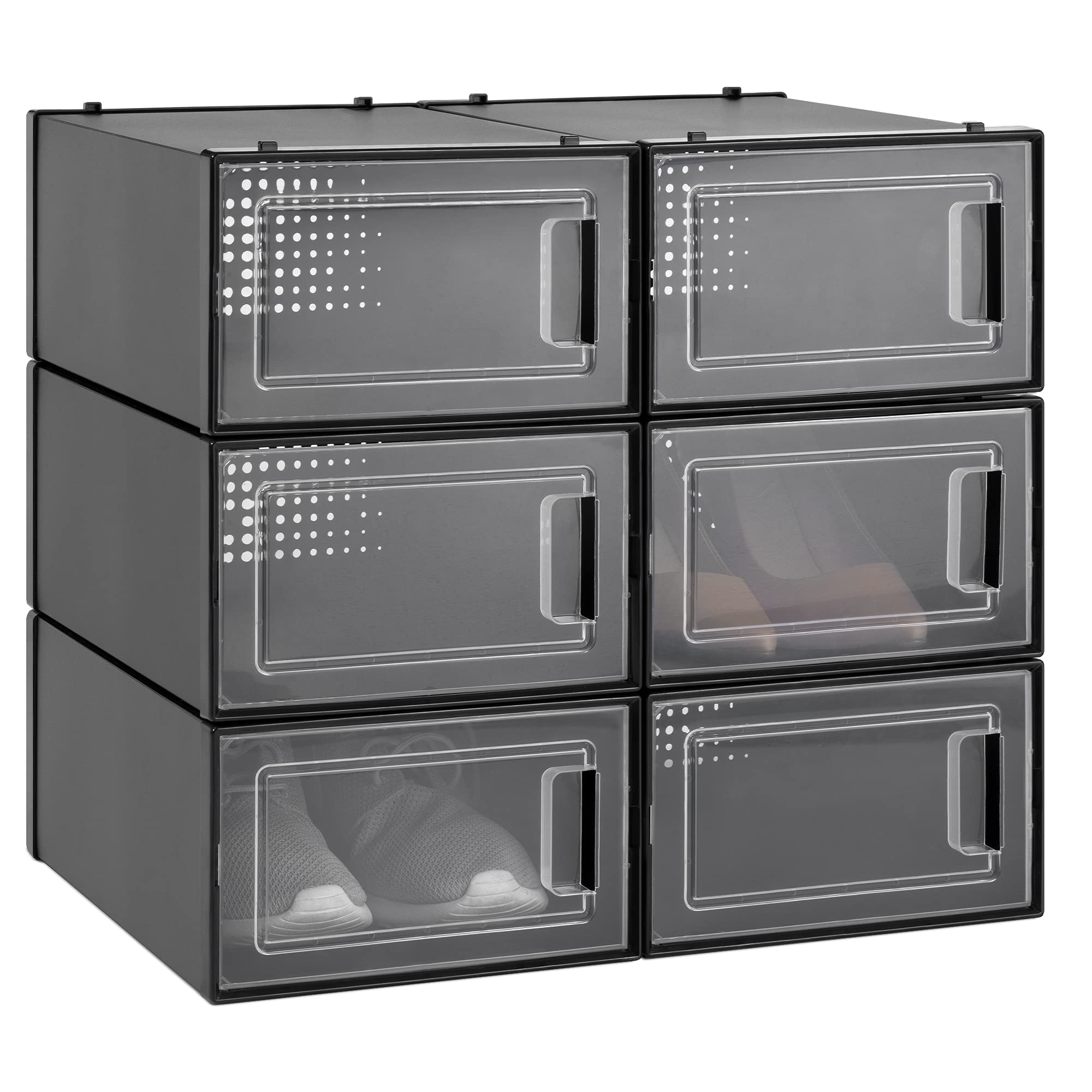 navaris-living-schuhbox-6er-set-transparent-stapelbar image 1